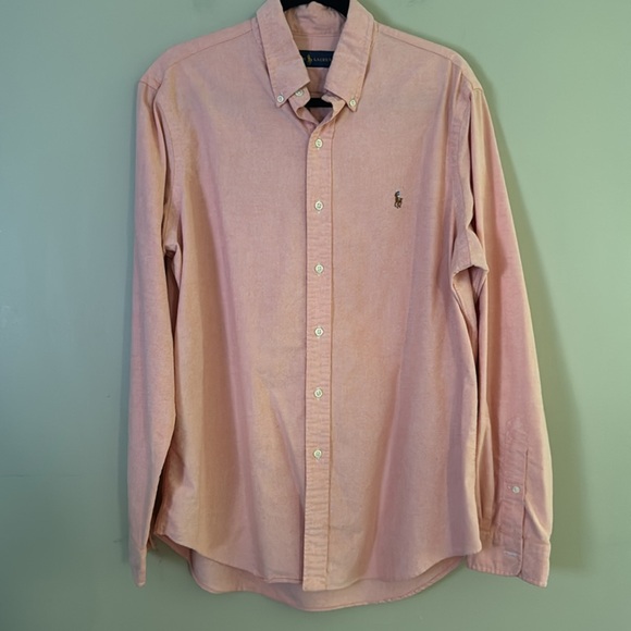 Ralph Lauren The Iconic Oxford Shirt Men's Sz L Soft Peachy Orange Color-Salmon - Picture 6 of 9